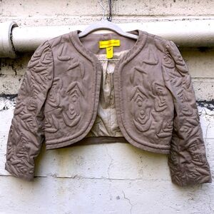 Catherine malandrino beige 100% linen cropped jacket size 2